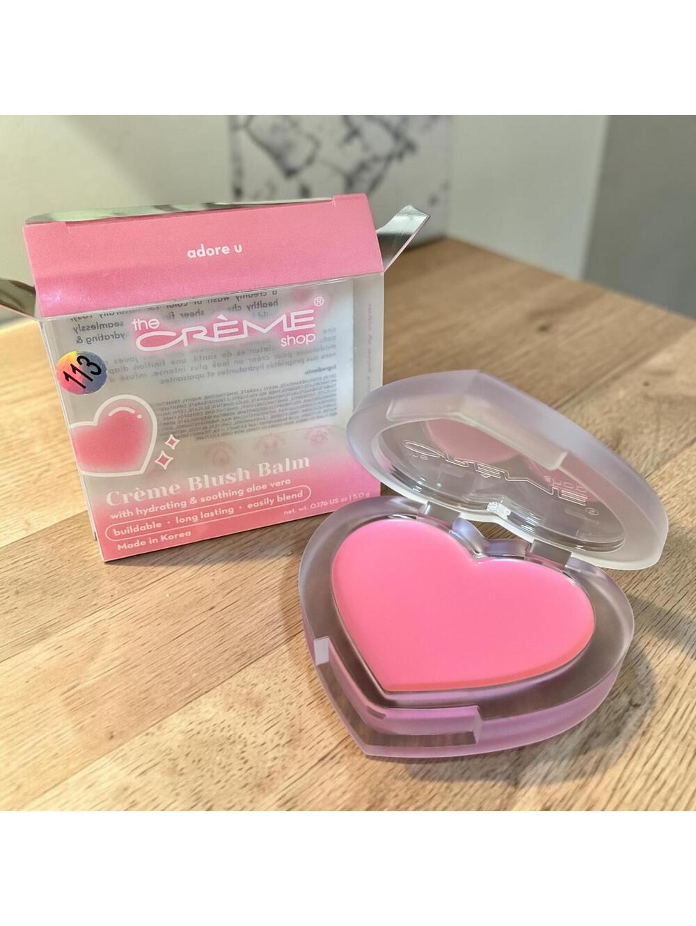 The Crème Shop Adore U Crème Blush Balm Heart Pink